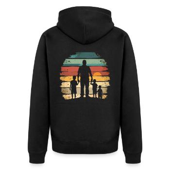 Father with 3 children Father's Day Vintage - Unisex Premium Organic Zip Hoodie - black - Back - Nico (187cm)
