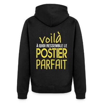 voilà postier parfait cadeau humour facteur - Veste à capuche bio Premium Unisexe - noir - Dos - Nico (187cm)