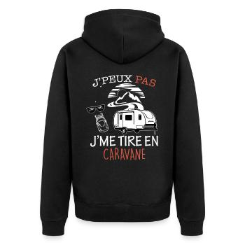 Camping, caravane, je me tire en caravane - Veste à capuche bio Premium Unisexe - noir - Dos - Nico (187cm)
