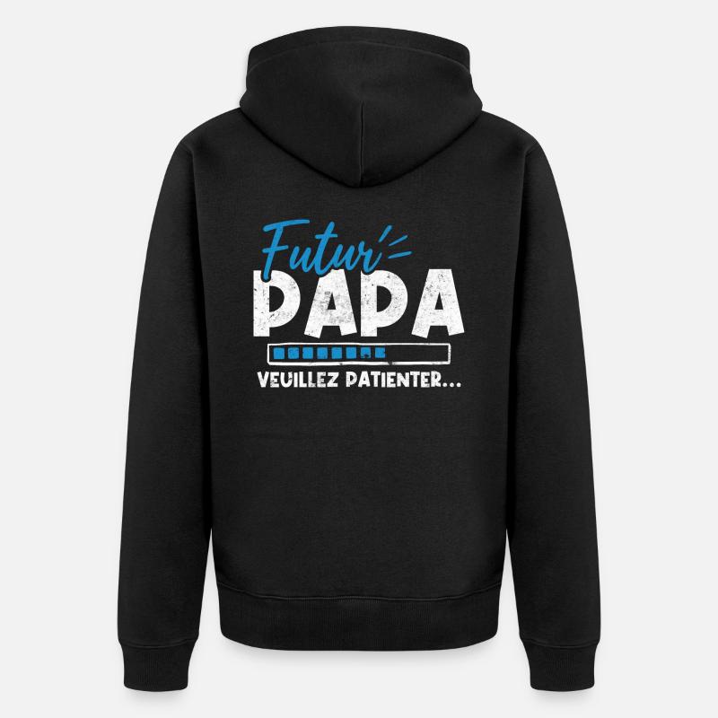 Futur papa veuillez patienter - Veste à capuche bio Premium Unisexe - noir
