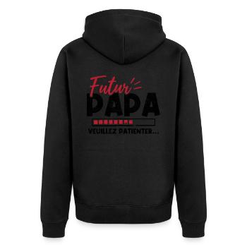 Futur papa veuillez patienter - Veste à capuche bio Premium Unisexe - noir - Dos - Nico (187cm)