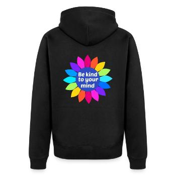 Be kind to your mind - Unisex Premium Organic Zip Hoodie - black - Back - Nico (187cm)
