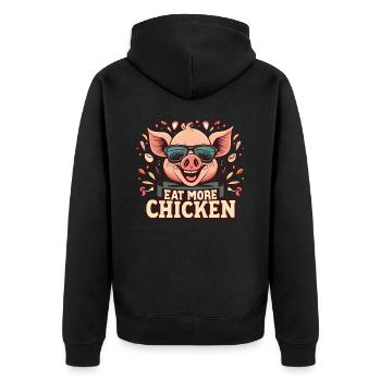Lustiges Schwein mit Sonnenbrille - Unisex Premium Bio Zip Hoodie - Schwarz - Hinten - Nico (187cm)
