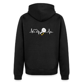 Ich liebe Padel Heartbeat - Unisex Premium Bio Zip Hoodie - Schwarz - Hinten - Nico (187cm)