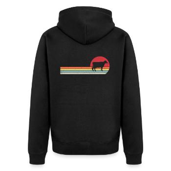 Retro Kuh Kühe - Unisex Premium Bio Zip Hoodie - Schwarz - Hinten - Nico (187cm)