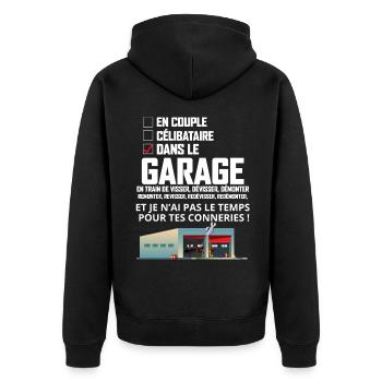 Dans Le Garage Cadeau Humour Papa - Veste à capuche bio Premium Unisexe - noir - Dos - Nico (187cm)