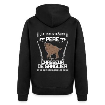 Papa Le Meilleur Chasseur Qui Déchire - Veste à capuche bio Premium Unisexe - noir - Dos - Nico (187cm)