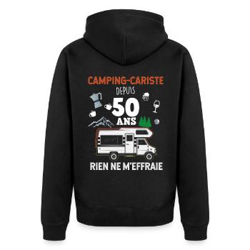 camping cariste je suis retraité - Veste à capuche bio Premium Unisexe - noir - Dos - Nico (187cm)