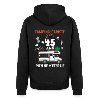 Camping-car Homme Message Camping-cariste - Veste à capuche bio Premium Unisexe - noir - Dos - Nico (187cm)