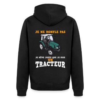 Mon Rêve De Tracteur Cadeau Homme Humour - Veste à capuche bio Premium Unisexe - noir - Dos - Nico (187cm)