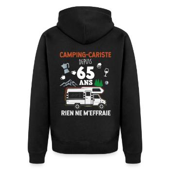 20 - camping-cariste depuis 65 ans B.png - Veste à capuche bio Premium Unisexe - noir - Dos - Nico (187cm)