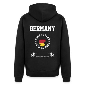 Deutschland - Unisex Premium Bio Zip Hoodie - Schwarz - Hinten - Nico (187cm)