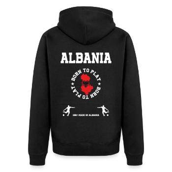 Albanien - Unisex Premium Bio Zip Hoodie - Schwarz - Hinten - Nico (187cm)