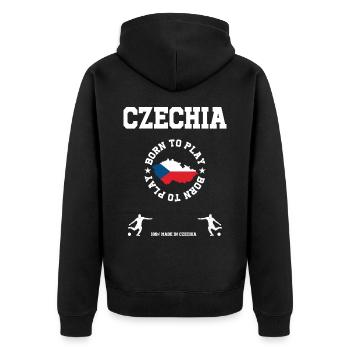 Tschechien - Unisex Premium Bio Zip Hoodie - Schwarz - Hinten - Nico (187cm)
