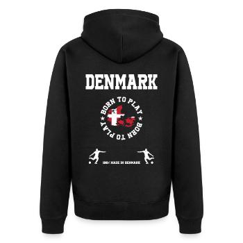 Denmark - Unisex Premium Organic Zip Hoodie - black - Back - Nico (187cm)