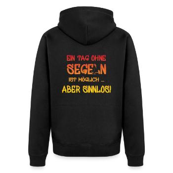 segeln sailing sail - Unisex Premium Bio Zip Hoodie - Schwarz - Hinten - Nico (187cm)
