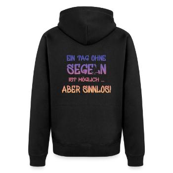 Segeln Segler Segelboot Kapitän - Unisex Premium Bio Zip Hoodie - Schwarz - Hinten - Nico (187cm)
