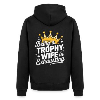 Frau Ehefrau Partnerin Familie Verheiratet - Unisex Premium Bio Zip Hoodie - Schwarz - Hinten - Nico (187cm)