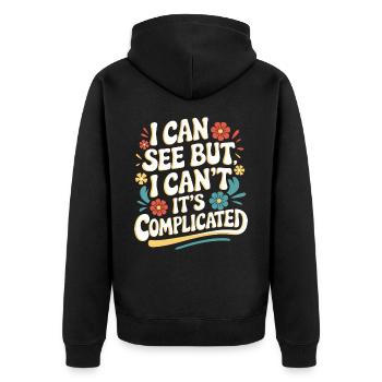 Blinde Blindheit Sehbehinderte Menschen - Unisex Premium Bio Zip Hoodie - Schwarz - Hinten - Nico (187cm)