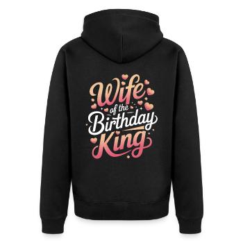 Frau Ehefrau Partnerin Familie Verheiratet - Unisex Premium Bio Zip Hoodie - Schwarz - Hinten - Nico (187cm)