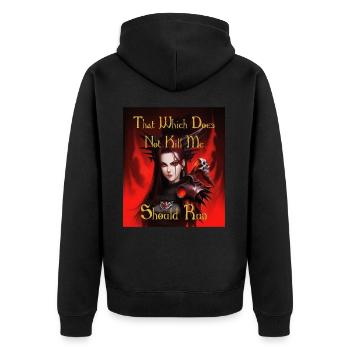 That which does not kill me, should run - Unisex Premium Organic Zip Hoodie - black - Back - Nico (187cm)
