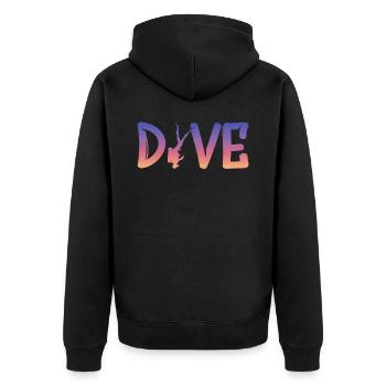 Dive, Diver, Scuba Diving - Unisex Premium Bio Zip Hoodie - Schwarz - Hinten - Nico (187cm)