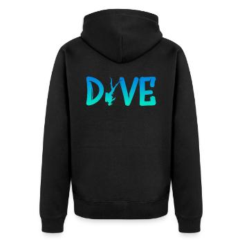 Dive - Diver - Scuba - Diving - Taucher - tauchen - Unisex Premium Bio Zip Hoodie - Schwarz - Hinten - Nico (187cm)
