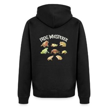 Frog Whisperer, Animal Lover Gift, Funny Shirt, - Unisex Premium Organic Zip Hoodie - black - Back - Nico (187cm)