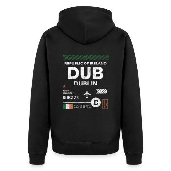 Étiquette d’aéroport de Dublin - Veste à capuche bio Premium Unisexe - noir - Dos - Nico (187cm)