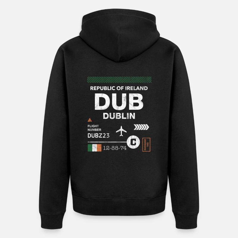 Étiquette d’aéroport de Dublin - Veste à capuche bio Premium Unisexe - noir
