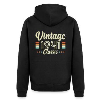 Vintage 1941 Classic, Cadeau D'anniversaire 82 Ans - Veste à capuche bio Premium Unisexe - noir - Dos - Nico (187cm)