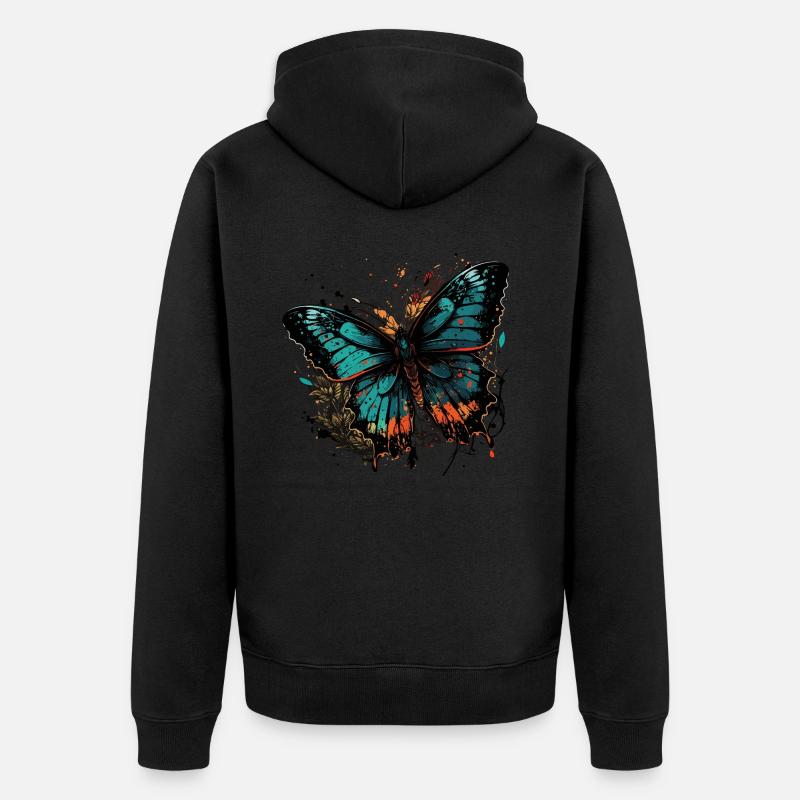 Transformation en papillon - Veste à capuche bio Premium Unisexe - noir