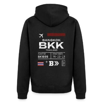 Bangkok airport tag - Unisex Premium Organic Zip Hoodie - black - Back - Nico (187cm)