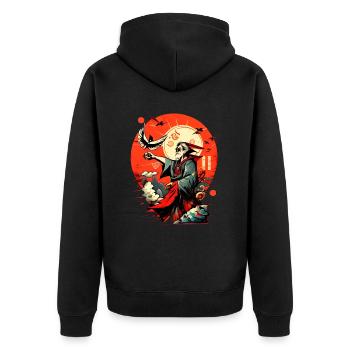 Japanischer Zauberer Street Art, Graffiti Artwork - Unisex Premium Bio Zip Hoodie - Schwarz - Hinten - Nico (187cm)
