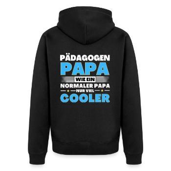Pädagogen Papa wie ein normaler nur viel cooler - Unisex Premium Bio Zip Hoodie - Schwarz - Hinten - Nico (187cm)