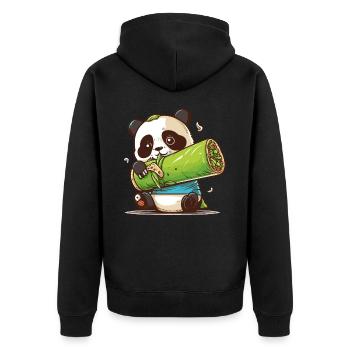 Pandas Epic Burrito Adventure - Unisex Premium Organic Zip Hoodie - black - Back - Nico (187cm)