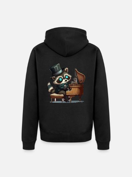 Schaukelnder Waschbär - Unisex Premium Bio Zip Hoodie - Schwarz
