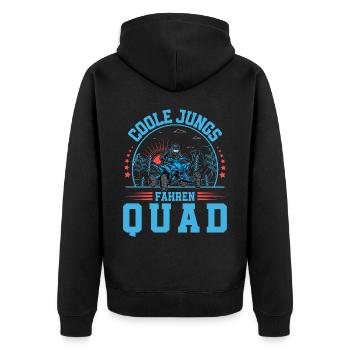 Quad ATV Offroad Quadfahrer - Unisex Premium Bio Zip Hoodie - Schwarz - Hinten - Nico (187cm)