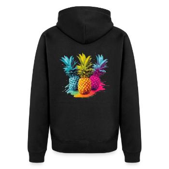 Colorful Pineapple Splashes of Paint Splashes - Unisex Premium Organic Zip Hoodie - black - Back - Nico (187cm)