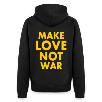 Make love not war - Unisex Premium Bio Zip Hoodie - Schwarz - Hinten - Nico (187cm)