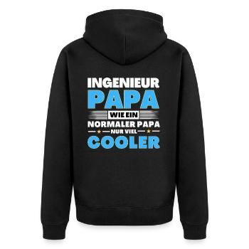 Ingenieur Papa wie ein normaler nur viel cooler - Unisex Premium Bio Zip Hoodie - Schwarz - Hinten - Nico (187cm)