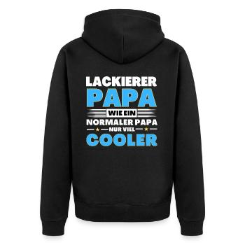 Lackierer Papa wie ein normaler nur viel cooler - Unisex Premium Bio Zip Hoodie - Schwarz - Hinten - Nico (187cm)