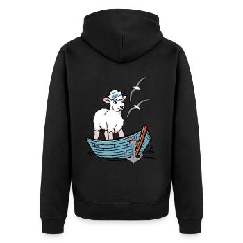 Moin maritime, sheep boat, sheep, coast, boat - Unisex Premium Organic Zip Hoodie - black - Back - Nico (187cm)