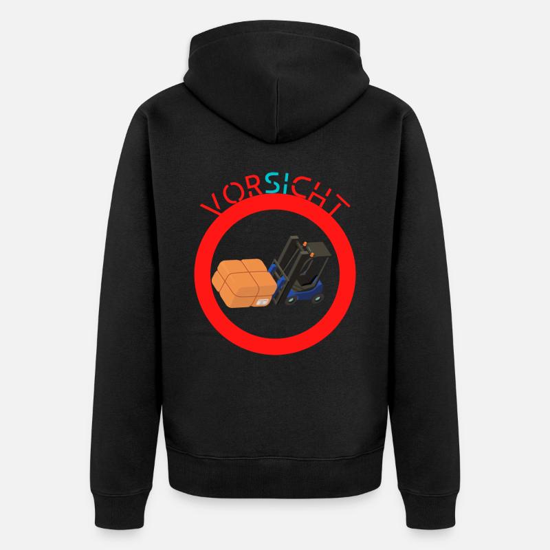 Vorsicht Gabelstapler - Unisex Premium Bio Zip Hoodie - Schwarz