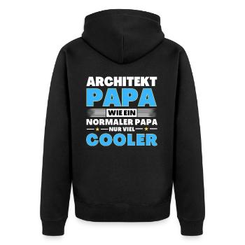 Architekt Papa wie ein normaler nur viel cooler - Unisex Premium Bio Zip Hoodie - Schwarz - Hinten - Nico (187cm)