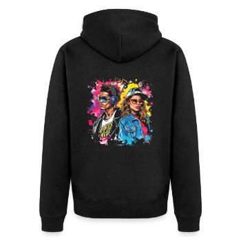 90s 90s Music Colorful Party Carnival Costume - Unisex Premium Organic Zip Hoodie - black - Back - Nico (187cm)
