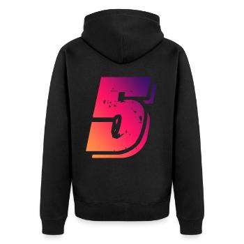 5 Number symbol - Unisex Premium Organic Zip Hoodie - black - Back - Nico (187cm)
