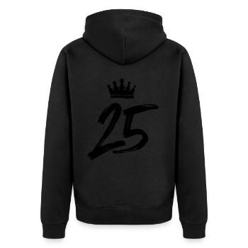 25 Zahl Krone - Unisex Premium Bio Zip Hoodie - Schwarz - Hinten - Nico (187cm)
