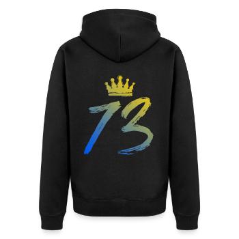 73 Crown figure - Unisex Premium Organic Zip Hoodie - black - Back - Nico (187cm)