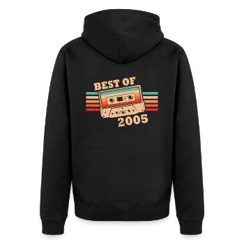 Best Of 2005 Vintage Retro Kassette - Unisex Premium Bio Zip Hoodie - Schwarz - Hinten - Nico (187cm)